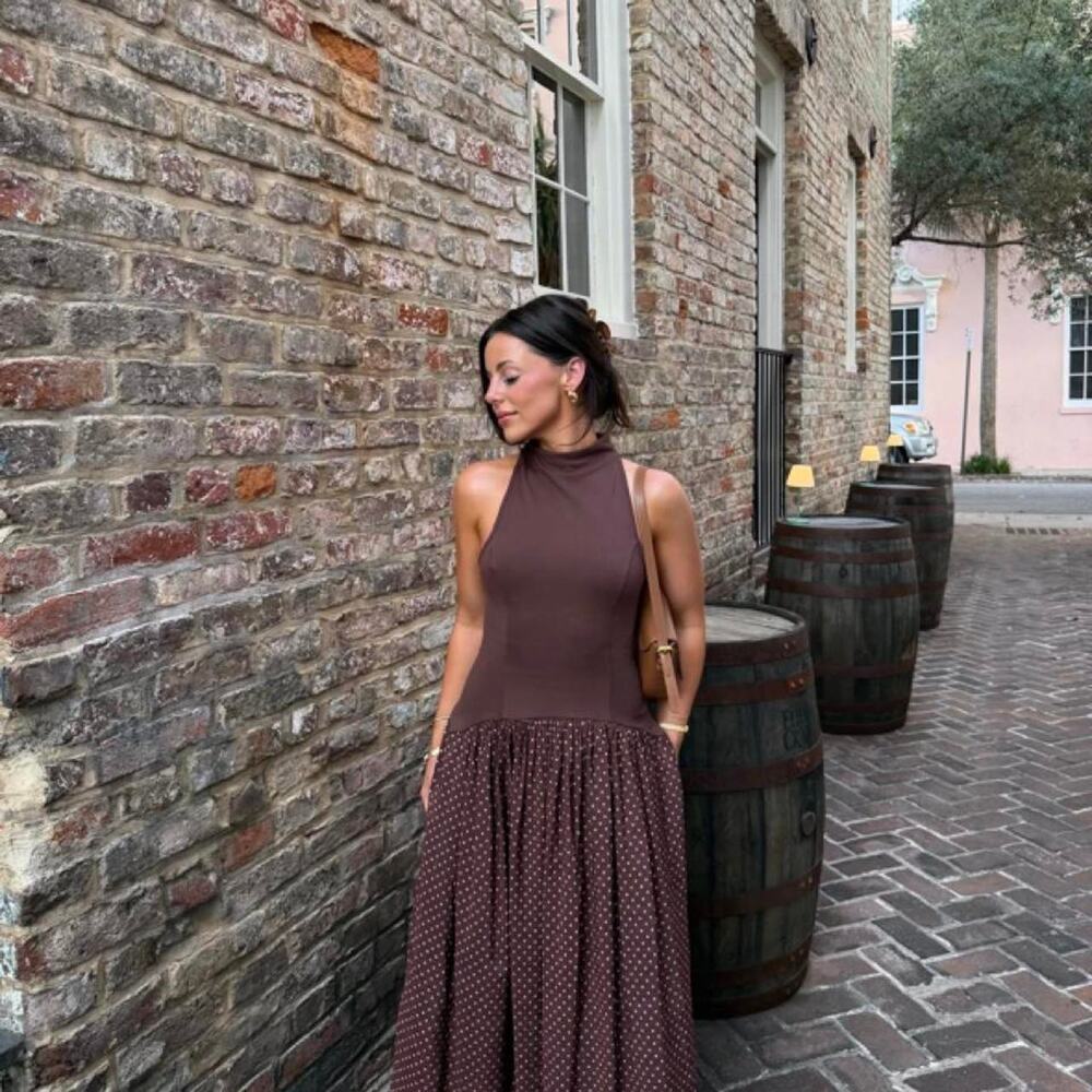 Maeve brown maxi dress with